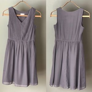 Gray bridesmaids dress, crinkled chiffon, size 4